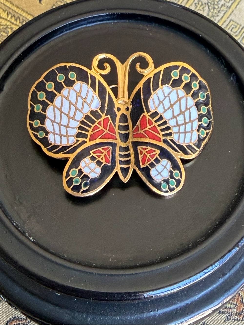 Vintage Cloisonné Butterfly Brooch & Pendant